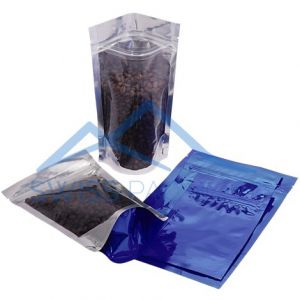 Clear / Shiny Blue Stand Up Pouches with Zip