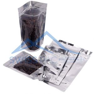 Clear / Shiny Silver Stand Up Pouches with Zip