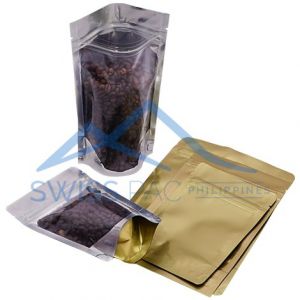 Clear / Matt Gold Stand Up Pouches with Zip