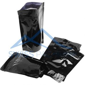 Shiny black pouches