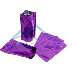 Shiny Purple Stand Up Pouch with Zipper & Valve