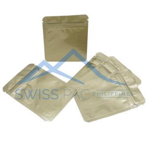 Matt Gold Three Side Seal Pouches With Zipper