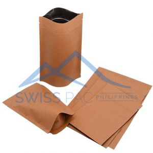 Brown Striped Kraft Paper Stand Up Pouches