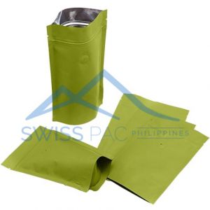 Green Kraft Paper Stand Up Pouches With Valve