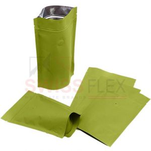 Green Kraft Paper Stand Up Pouches With Valve