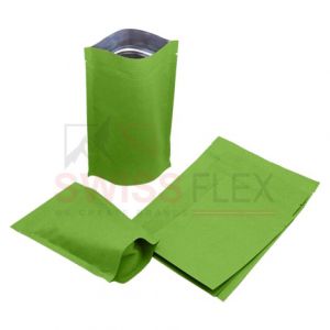 Green Striped Kraft Paper Stand Up Pouches