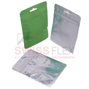 Clear / Matt Light Green 3 s s Pouch With Zipper & Euro Slot