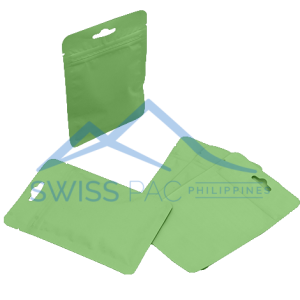 Matt Light Green Three S S Pouch With Zipper & Euro Slot