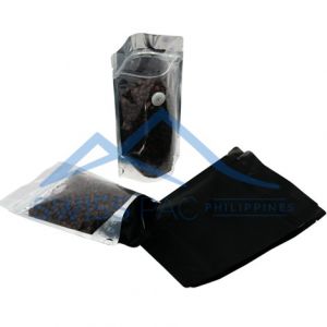 Matt Black / Clear Stand Up Pouch with Zipper & Valve