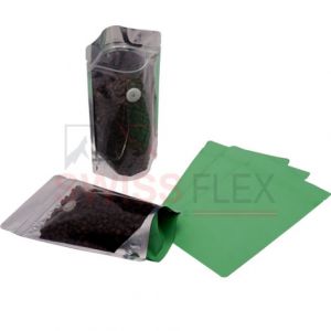 Matt Light Green Stand Up Pouch with Zipper & Valve