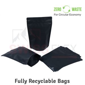 Matt Black Recyclable Stand Up Pouches Regular Size