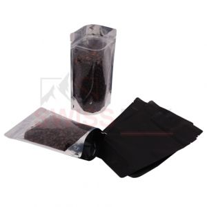Clear / Matt Black Stand Up Pouches with Zip