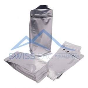 Matt Silver Flat Bottom Pouches Tear Off Zipper