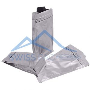 Matt Silver Flat Bottom Pouches Tear Off Zipper & Valve