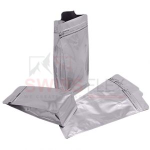 Matt Silver Flat Bottom Pouches Tear Off Zipper & Valve
