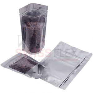 Clear / Matt Silver Stand Up Pouches with Zip