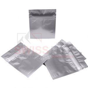 Matt Silver Three Side Seal Pouches With Zipper