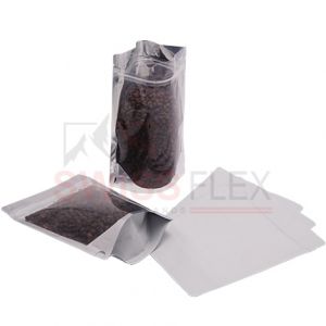 Clear / Matt White Stand Up Pouches with Zip