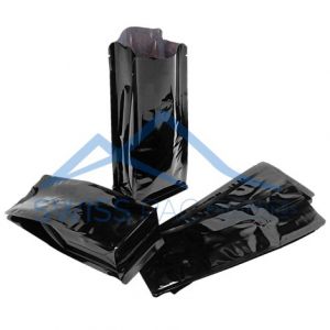 Shiny Black Flat Bottom Pouches No Zipper With Valve