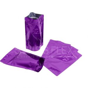 Shiny Purple Stand Up Pouch with Zipper & Valve