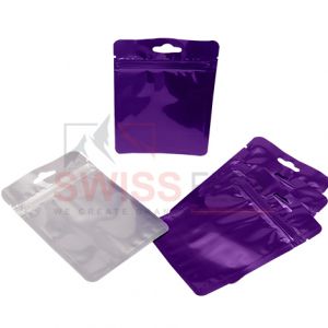 Clear / Shiny Purple Three S S Pouch With Zipper & Euro Slot