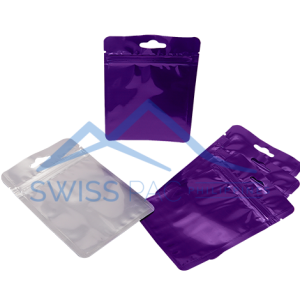 Clear / Shiny Purple Three S S Pouch With Zipper & Euro Slot