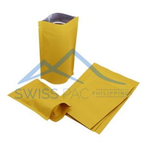 Yellow Striped Kraft Paper Stand Up Pouches